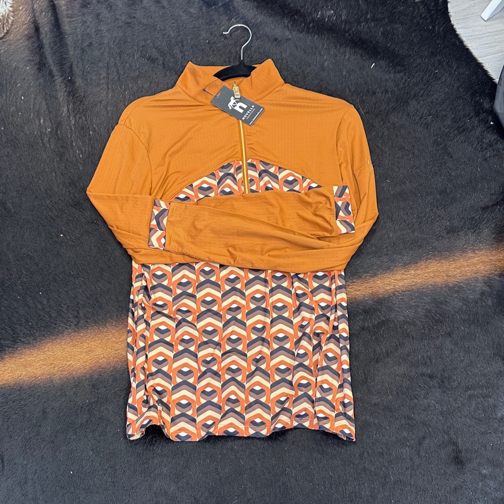 Novella Royale Orange Geometric Long Sleeve Tee